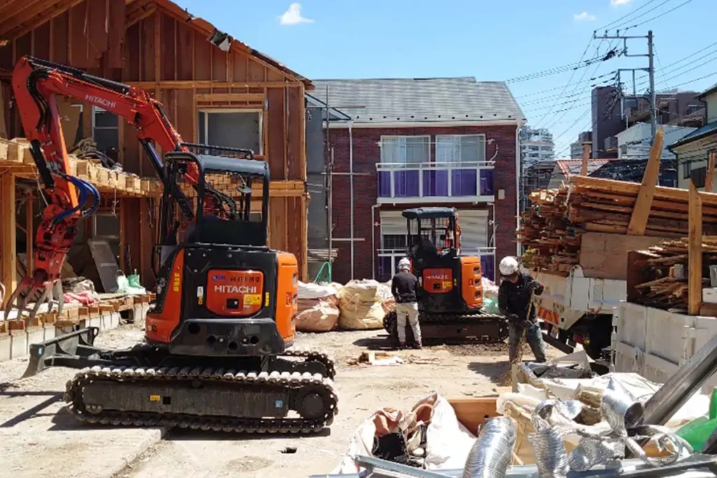 解体の作業中